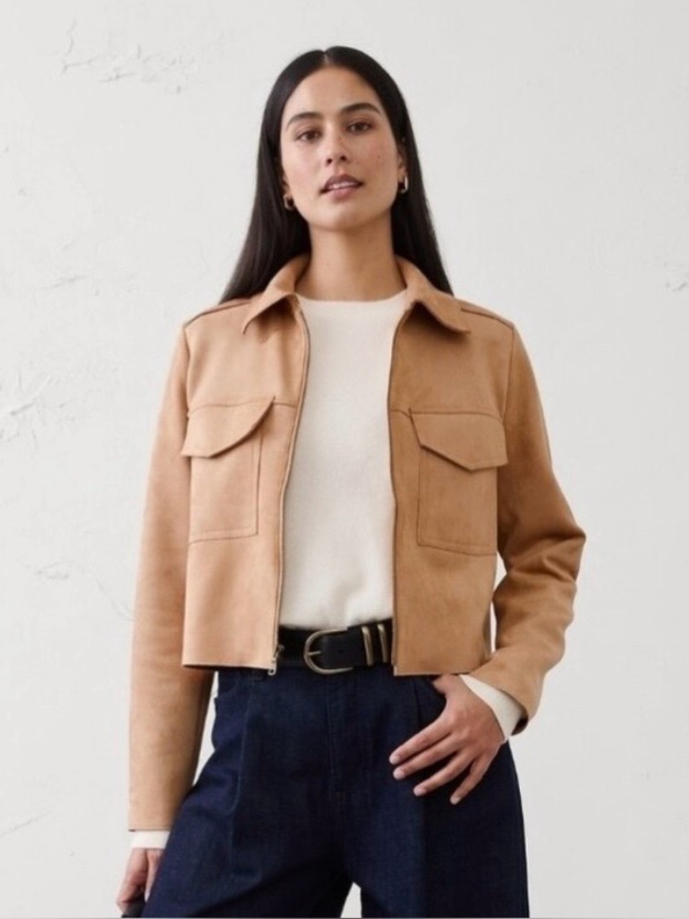 Banana Republic Factory Vegan Suede Cropped Jacket, size M, NWT